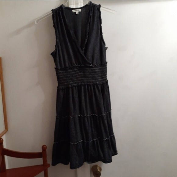 Max studio ruffle layered dress black small s summer sundress soft knit - Picture 8 of 8